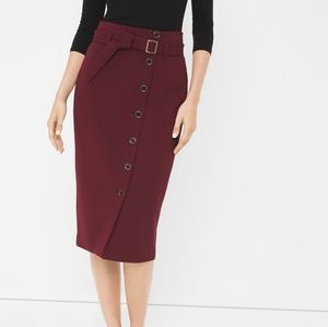 WHBM Plum/burgundy Pencil Skirt with Black Buttons